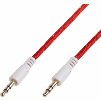 Аудиокабель AUX REXANT 3.5 мм в тканевой оплетке 1 м красный Аудиокабель AUX REXANT 3.5 мм в тканевой оплетке 1 м красный