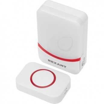 Беспроводной дверной звонок REXANT c цифровым кодированием переливающийся 38 мелодий 150м IP44 (белый/красный) Беспроводной дверной звонок REXANT c цифровым кодированием переливающийся 38 мелодий 150м IP44 (белый/красный)