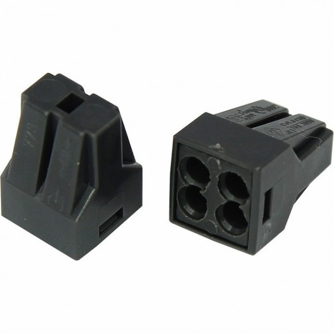 Экспресс-клемма с пастой REXANT СМК 773-304, 4-проводная до 2,5 мм² серая, (блистер 5шт.) 06-0207-A5