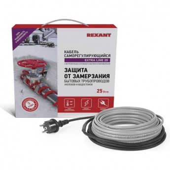 Кабель REXANT EXTRA LINE 25MSR-PB 5 м/125 Вт греющий саморегулирующийся Кабель REXANT EXTRA LINE 25MSR-PB 5 м/125 Вт греющий саморегулирующийся