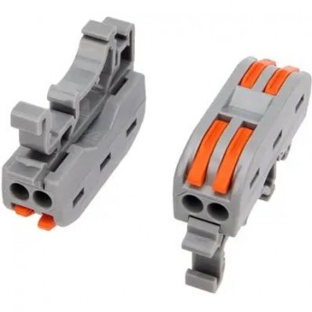 Клемма REXANT СМК 222-422D проходная 2-полюсная, с креплением на DIN-рейку (0,08-4 мм²), серая (5 шт./уп.)