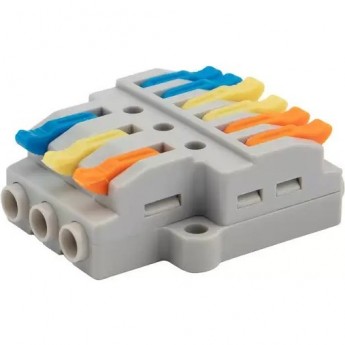 Клемма REXANT СМК 3х2 проходная разветвительная 3 полюса, с монтажной площадкой (1 ввод, 2 вывода на полюс), (5 шт./уп.) Клемма REXANT СМК 3х2 проходная разветвительная 3 полюса, с монтажной площадкой (1 ввод, 2 вывода на полюс), (5 шт./уп.)