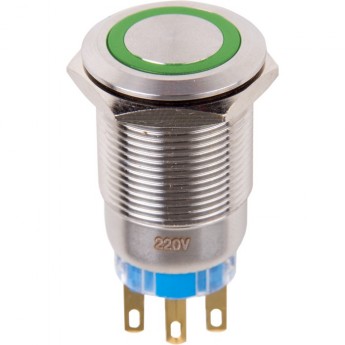 Кнопка антивандальная REXANT 19 250В фикс подсветка зеленая