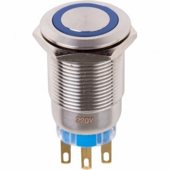 Кнопка антивандальная REXANT A19-C1 250В б/фикс синяя Кнопка антивандальная REXANT A19-C1 250В б/фикс синяя