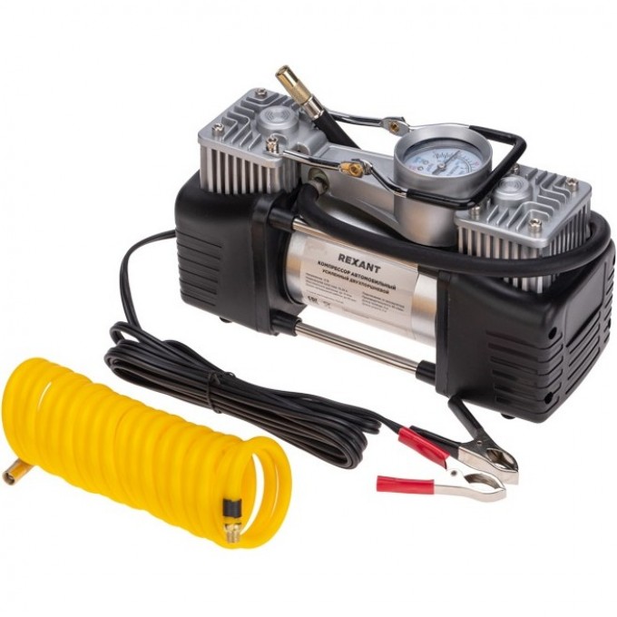 Компрессор автомобильный усиленный двухпоршневой REXANT 60л/мин, 10 АТМ в кейсе с набором инструментов 80-0524