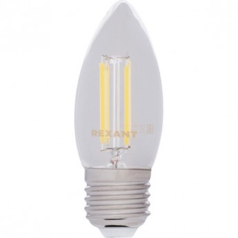 Лампа филаментная REXANT CN35 7.5 Вт 4000K E27 прозрачная колба