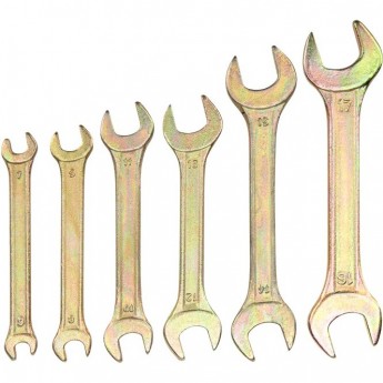 Набор ключей рожковых REXANT (6х7-16х17мм), 6 шт, желтый цинк Набор ключей рожковых REXANT (6х7-16х17мм), 6 шт, желтый цинк
