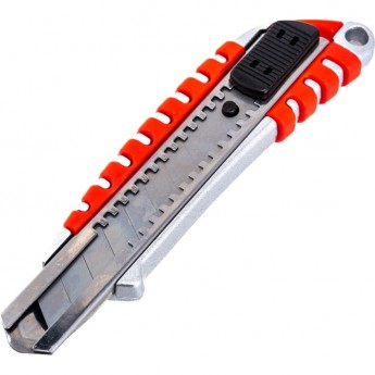 Нож REXANT с сегментированным лезвием 18 мм, металлический обрезиненный корпус Нож REXANT с сегментированным лезвием 18 мм, металлический обрезиненный корпус