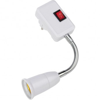 Переходник-светильник REXANT для крепления в штепсельной сетевой розетке переходник цокольный гибкий 220В-Е27 150 мм с выключателем