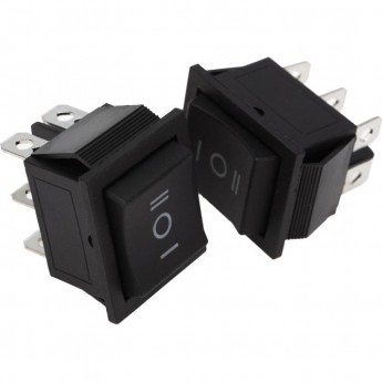 Переключатель клавишный REXANT 250V 15А (6с) (ON)-OFF-(ON) черный с нейтралью Б/Фикс (RWB-508, SC-767)