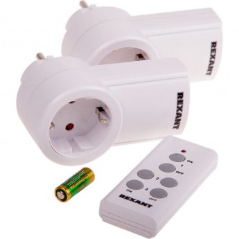 Радиоуправляемая розетка c пультом REXANT RX-002 (один пульт, две розетки) Радиоуправляемая розетка c пультом REXANT RX-002 (один пульт, две розетки)
