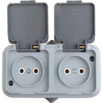 Розетка REXANT IP54 штепсельная двухместная без заземления 16 А Розетка REXANT IP54 штепсельная двухместная без заземления 16 А