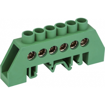 Шина PE REXANT «земля» в комбинированном зеленом изоляторе на DIN-рейку 6x9 мм 6 групп Шина PE REXANT «земля» в комбинированном зеленом изоляторе на DIN-рейку 6x9 мм 6 групп