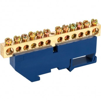 Шина REXANT с синим изолятором на рейку 8x12 мм 12 групп