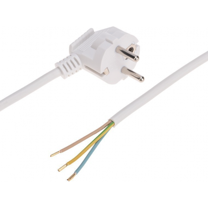 Шнур электрический REXANT с вилкой ПВС 3х1,0 мм2 2м, белый 11-1316