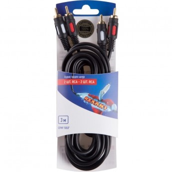 Шнур REXANT 2RCA - 2RCA, 3м, GOLD