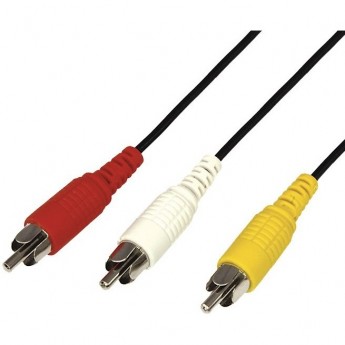 Шнур REXANT 3 RCA - 3 RCA, 10м, черный