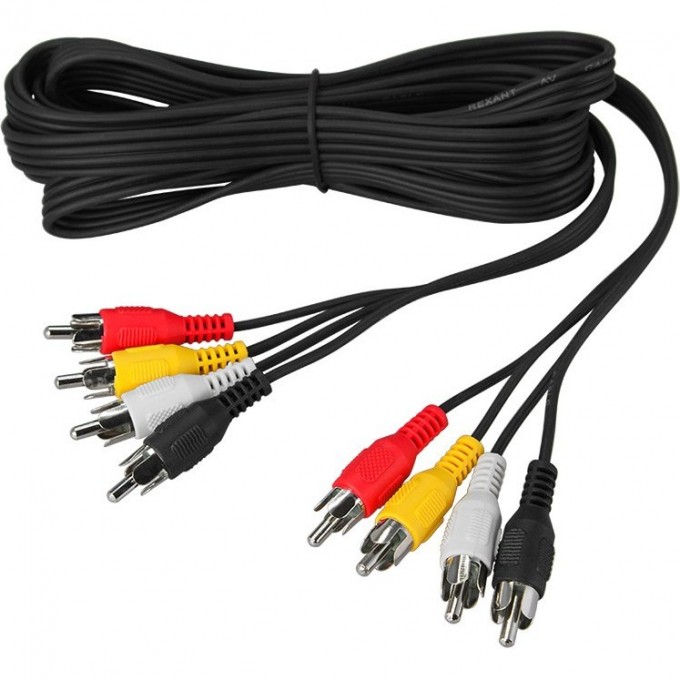 Шнур REXANT 4 RCA - 4 RCA, 5м черный 17-0305