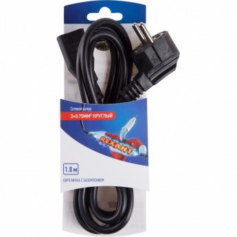 Шнур сетевой REXANT Евро 3*0.75мм² 1.8m (PE) с заземлением Шнур сетевой REXANT Евро 3*0.75мм² 1.8m (PE) с заземлением