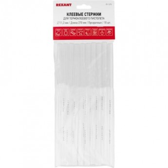 Стержни клеевые REXANT Ø 11 мм 270 мм прозрачные, 10 шт. Стержни клеевые REXANT Ø 11 мм 270 мм прозрачные, 10 шт.