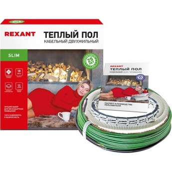 Теплый пол REXANT SLIM RNB -15-270 (270Вт/15м/ S обогрева, м2: 1,2-1,8) двухжильный Теплый пол REXANT SLIM RNB -15-270 (270Вт/15м/ S обогрева, м2: 1,2-1,8) двухжильный