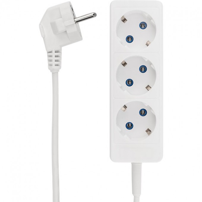 Удлинитель REXANT STANDARD 3 гнезда, 3м, 3х1,0мм², с/з, белый 13-4010