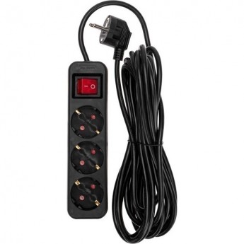 Удлинитель REXANT STANDARD 3 гнезда, 5м, 3х1,0мм², с/з, с выключателем, черный