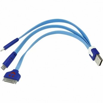 USB 3 в 1 кабель REXANT Lightning, micro USB, PVC flat blue 0,15m USB 3 в 1 кабель REXANT Lightning, micro USB, PVC flat blue 0,15m